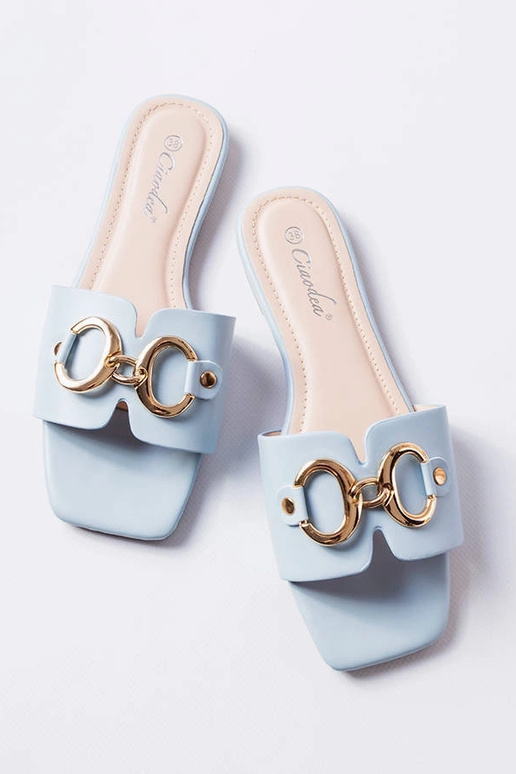 Chaussons élégants bleus avec chaîne,...