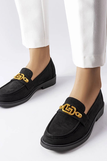 Mocassins élégants noirs à décor Ouellet