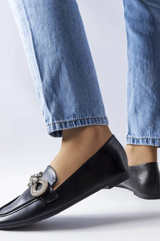 Mocassins noirs avec zircons Quirion Mocassins noirs avec zircons Quirion