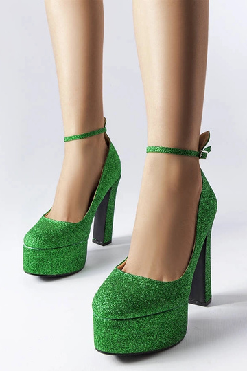 Escarpins verts pailletés Bellamy à talon bloc 2
