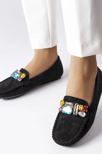 Mocassins noirs avec semelle en cuir, « Bertrand »