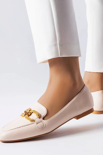 Mocassins beiges à boucle Rousseau 2