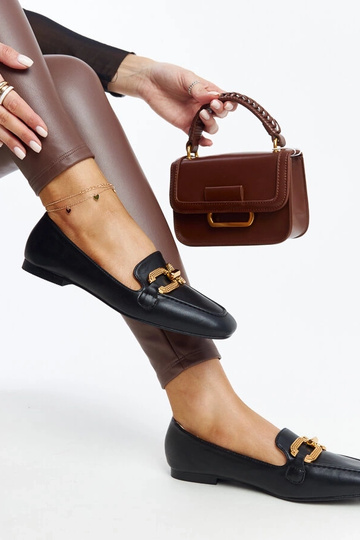 Mocassins noirs avec boucle Rousseau