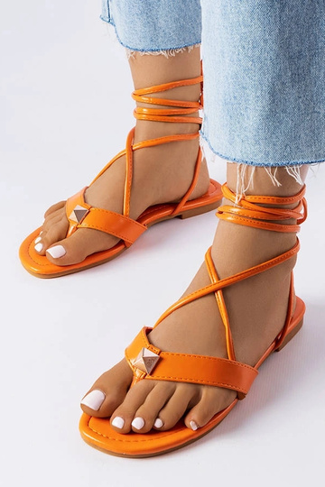 Sandales à lacets orange Marleau