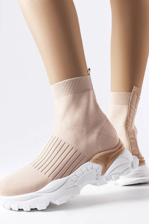 Baskets beiges avec tige élastique... Baskets beiges avec tige élastique...