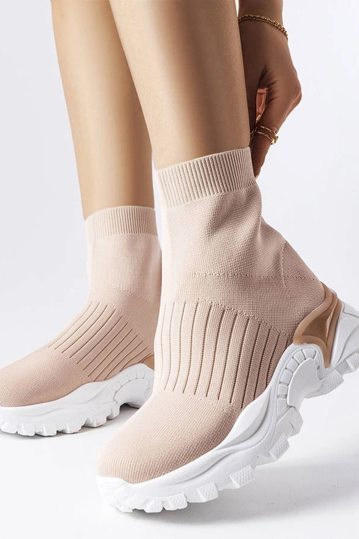 Baskets beiges avec tige élastique... Baskets beiges avec tige élastique...