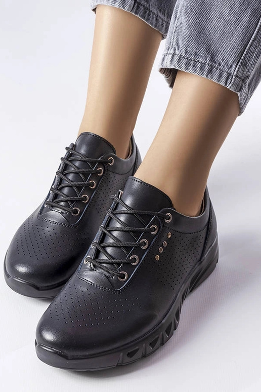 Chaussures ajourées en cuir noir Brodeur Chaussures ajourées en cuir noir Brodeur