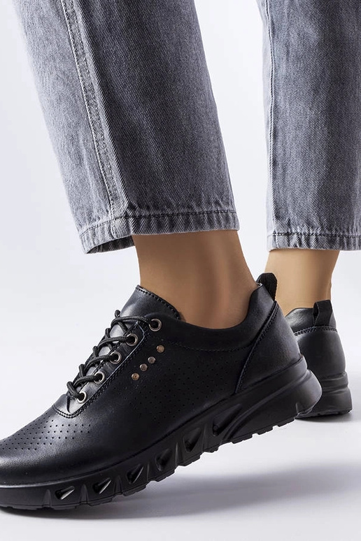 Chaussures ajourées en cuir noir Brodeur Chaussures ajourées en cuir noir Brodeur