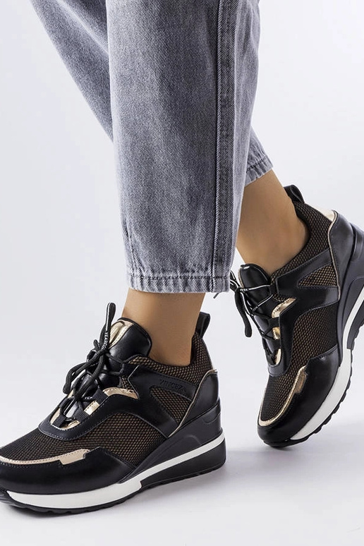 Baskets noires et dorées à...