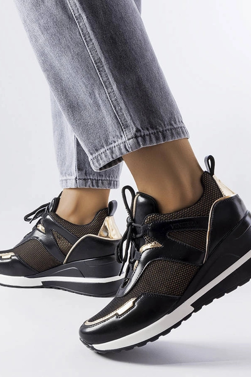 Baskets noires et dorées à...