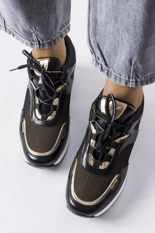 Baskets noires et dorées à...