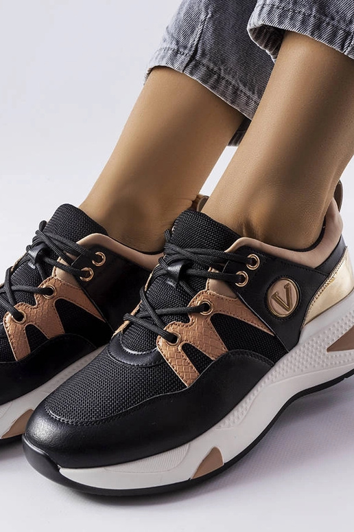 Baskets Vinceza noires et dorées