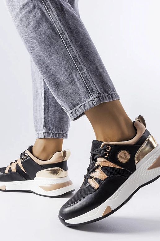 Baskets Vinceza noires et dorées