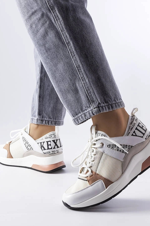 Baskets Vinceza blanches et roses