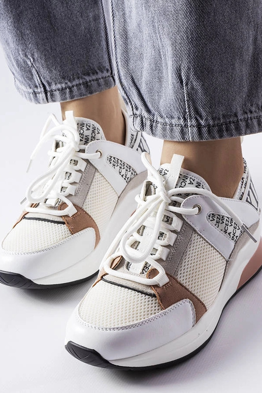 Baskets Vinceza blanches et roses