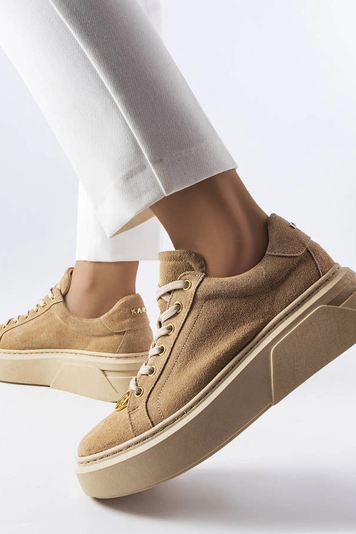 Baskets en daim couleur sable, «...