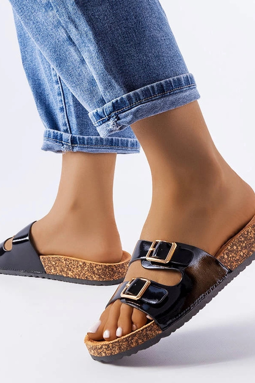 Tongs Cincinna à semelle en liège noir