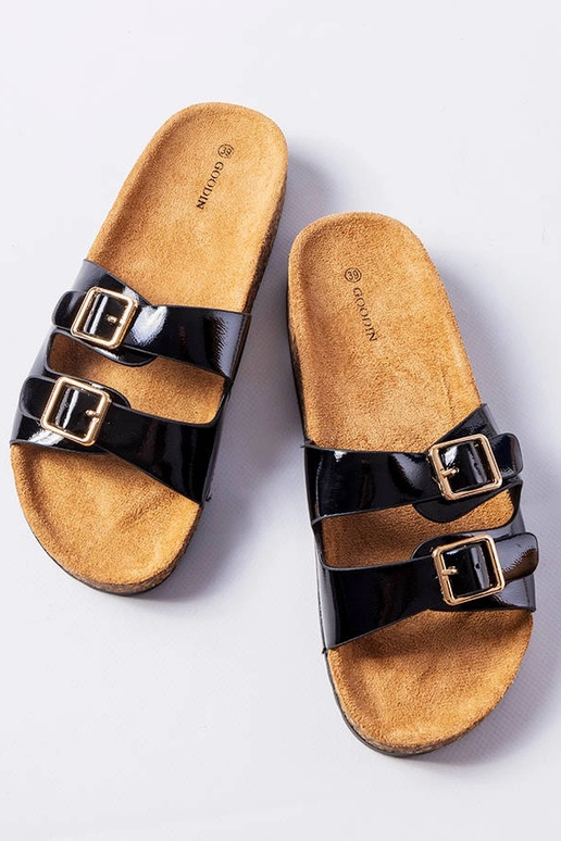 Tongs Cincinna à semelle en liège noir