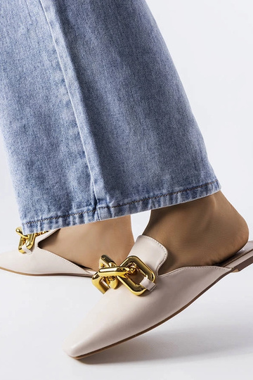 Claquettes à chaîne en noyer beige 2