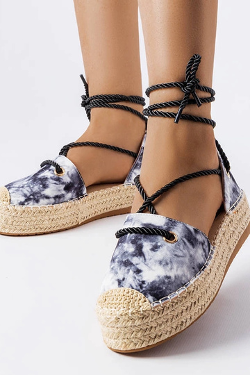 Espadrilles à lacets et plateformes noires Duffet