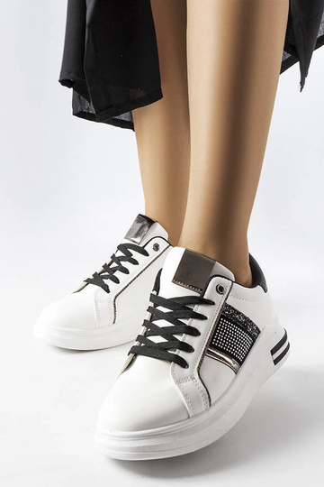 Baskets noires et blanches avec zircons Xarles