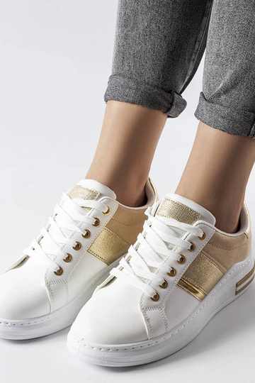 Baskets blanches avec empiècements beiges Deans