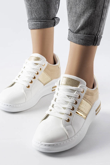 Baskets blanches avec empiècements beiges Deans 2