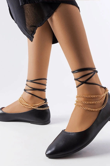 Ballerines noires avec fermoir décoratif Donat