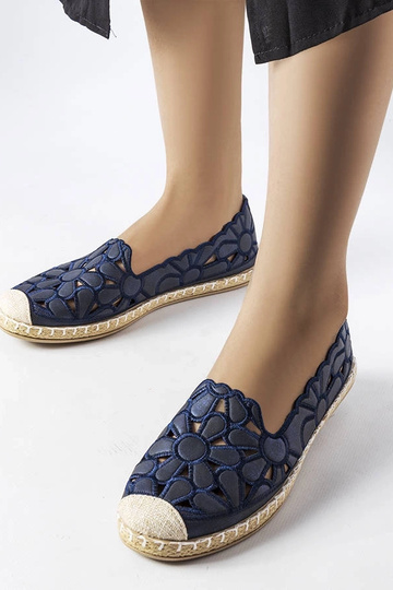 Espadrilles ajourées bleu marine Lamarre