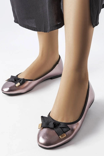 Ballerines métallisées argentées avec nœud Boro
