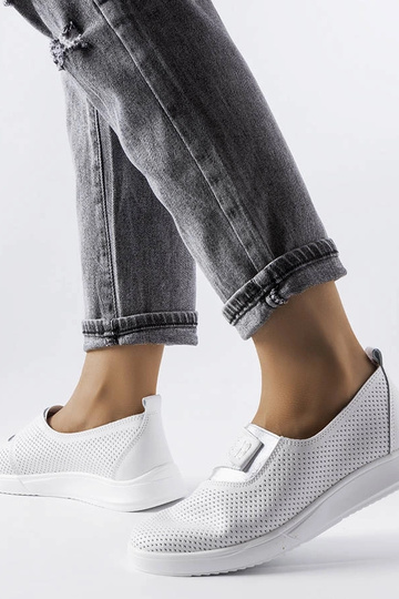 Baskets Ethels en cuir perforé blanc 2