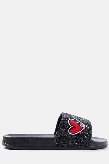 Tongs pour enfants Boncoeur noires pailletées 2