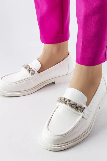 Mocassins blancs décorés de strass Montréal