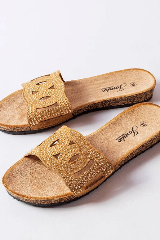 Tongs marron décorées de strass Lagacé