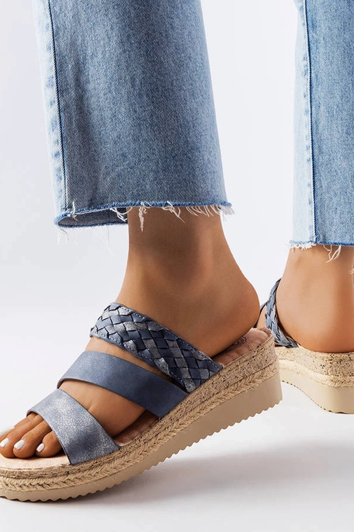 Sandales compensées Boston bleues