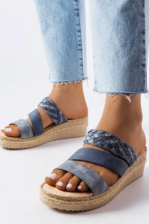 Sandales compensées Boston bleues