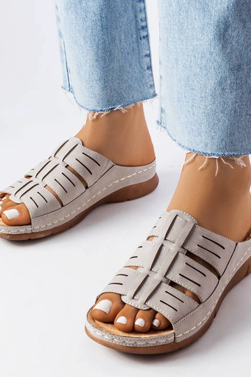 Chaussures compensées en jersey gris