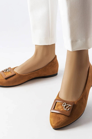 Ballerines marron ornées de zircons Fleming