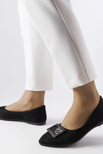 Ballerines noires ornées de zircons Fleming