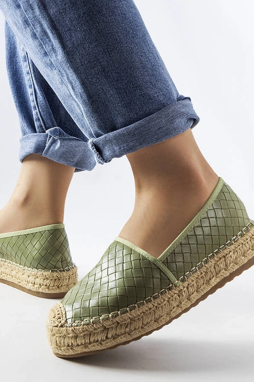 Espadrilles vertes gaufrées Geoffrey