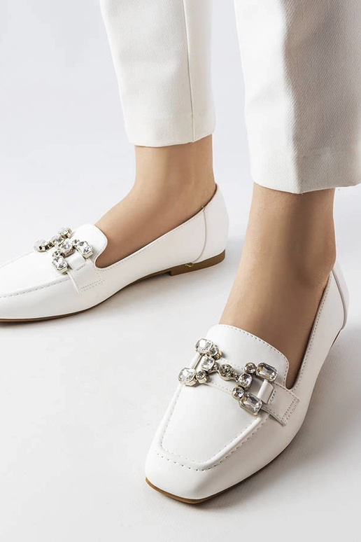 Mocassins blancs avec zircons Marechal