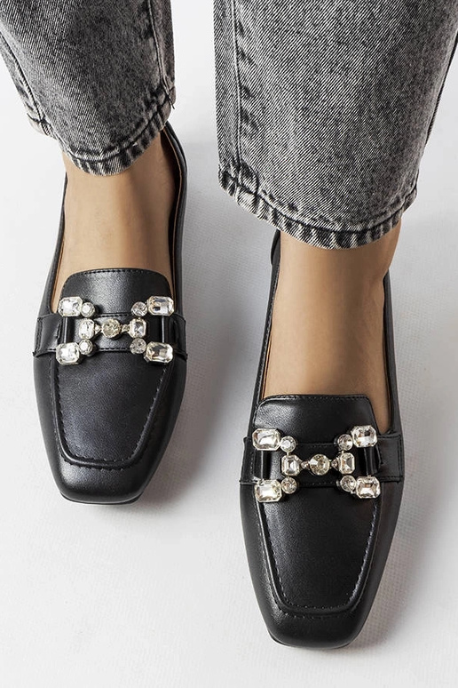 Mocassins femme noirs avec zircons,... Mocassins femme noirs avec zircons,...