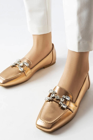 Mocassins en or rose avec zircons Marechal