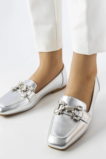 Mocassins en argent avec zircons Marechal