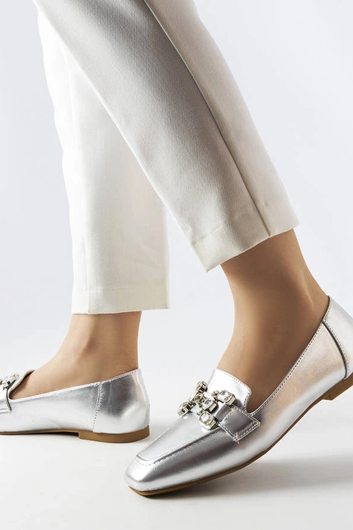 Mocassins en argent avec zircons...