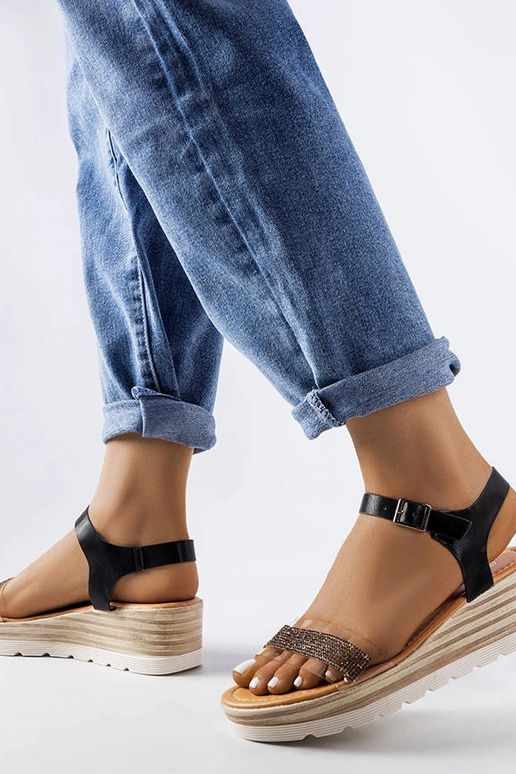 Sandales compensées Bussière noires