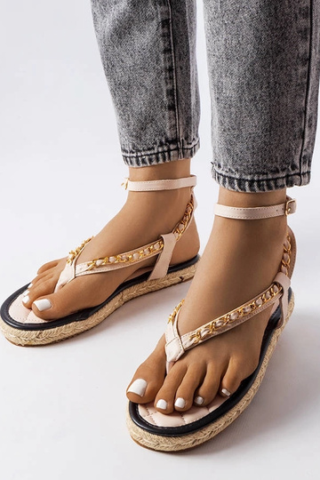 Sandales beiges ornées d'une chaîne Varieur 2