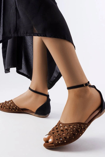 Sandales marron ajourées avec zircons Avice 2