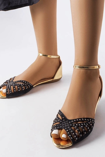 Sandales noires ajourées avec zircons Aubrette