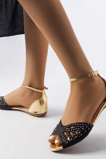 Sandales noires ajourées avec zircons Aubrette 2